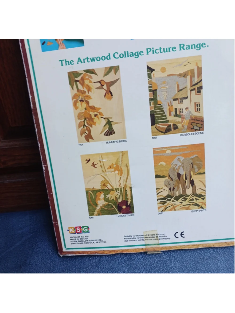 VTG Collage Wood-like Veneer Hummingbird Craft KIT Self Adhesive Wood Britain